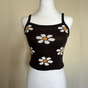 Daisy Knit Cami Crop Top - Women